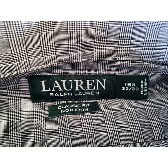 Lauren Ralph Lauren Mens Dress Shirt Gray Large 16 1/2 32/33 Button Up Non Iron - Picture 2 of 11
